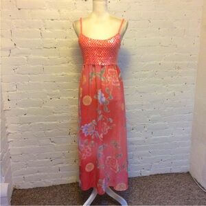 La Perla sequin spaghetti strap nightgown pink floral size 42